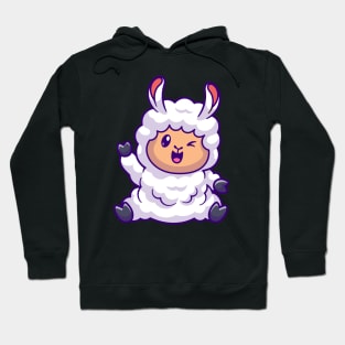 Cute Sheep Waving Hand Cartoon Hoodie